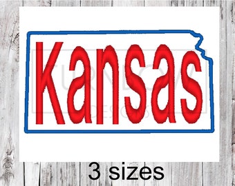 Machine Embroidery pattern for the State of Kansas filling the State with the name Instant Download for Machine Embroidery