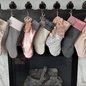 Rose Gold stockings, choose 1 stocking, coordinating stockings, free personalization