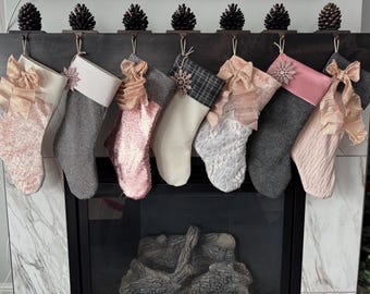 Rose Gold stockings, choose 1 stocking, coordinating stockings, free personalization