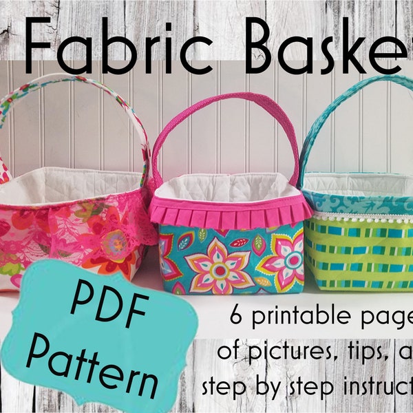 Fabric Basket PDF pattern, Easter Basket Pattern, Sew your own