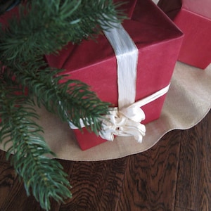 CLEARANCE - Silver Burlap Christmas tree skirt - 43&quot;