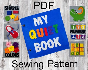 Felt Quiet Book - PDF sewing pattern, learning book, colors, shapes, numbers, interactive