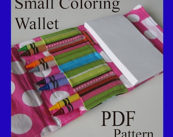 Crayon and paper - Small COLORING WALLET - PDF Pattern