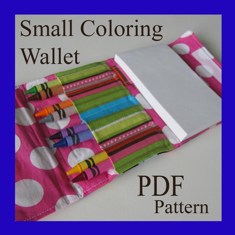 Download Crayon and paper Small COLORING WALLET PDF Pattern | Etsy