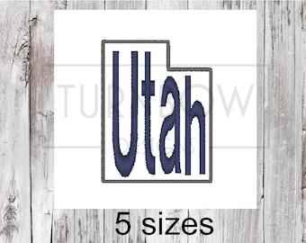 Utah name filled embroidery pattern for machine embroidery Utah outline Machine embroidery Pattern