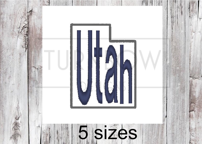 Utah name filled embroidery pattern for machine embroidery Utah outline Machine embroidery Pattern image 1