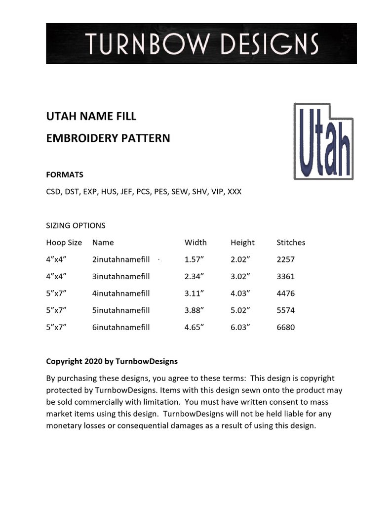 Utah name filled embroidery pattern for machine embroidery Utah outline Machine embroidery Pattern image 2