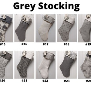 Christmas stockings in grey and white with embroidered name tags Choose 1 stocking Add different stockings to make your own set. image 3