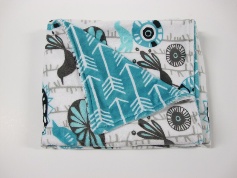 and turquoise baby blanket Black White