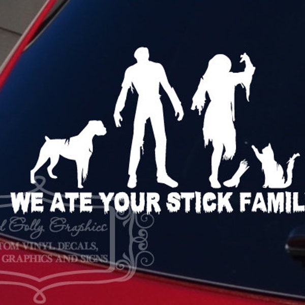Zombie stick family  vinyl vehicle decal