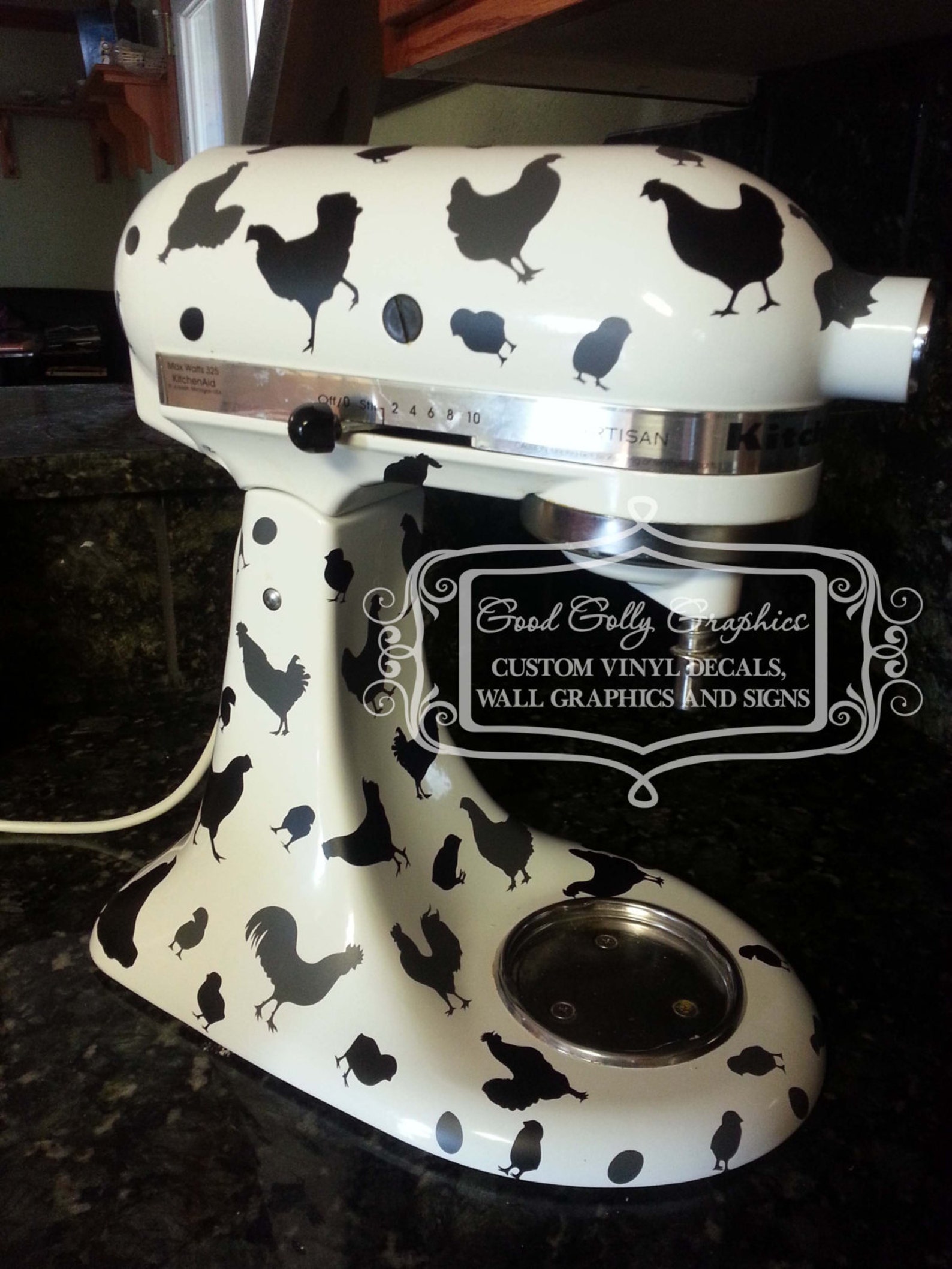 Kitchen Mixer Vinyl Decal Set 40 Piece Roosters Hens Etsy