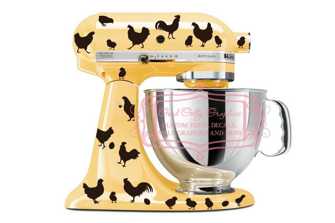 Kitchen Mixer Vinyl Decal Set 40 Piece Roosters Hens Etsy