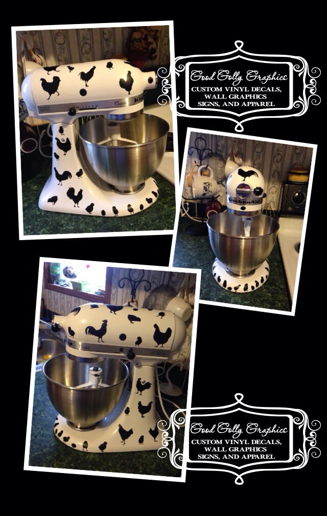 Kitchen Mixer Vinyl Decal Set 40 Piece Roosters Hens Etsy