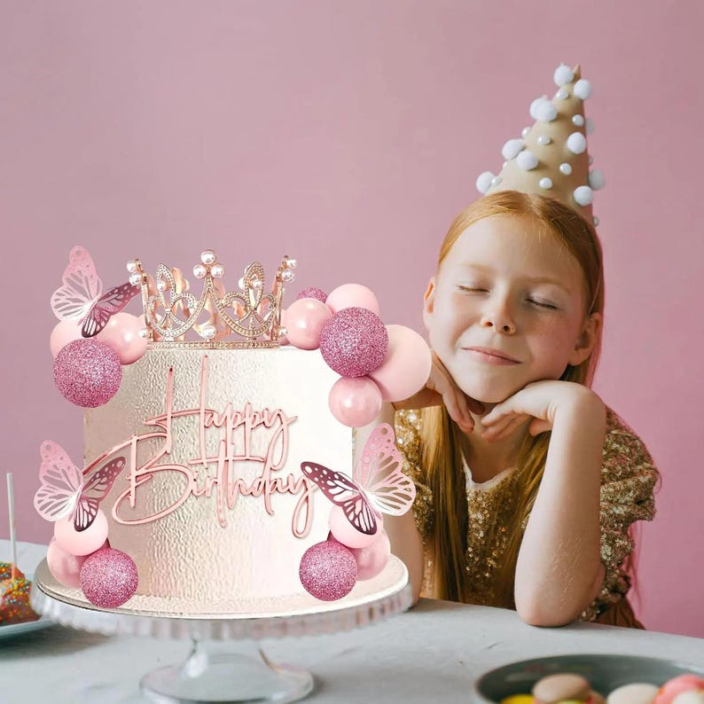 Balls Cake Topper Happy Birthday Crown Tiara Cake Toppers for Birthday ...