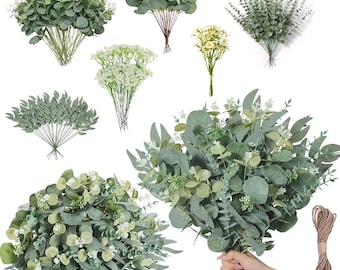 20/25PCS Artificial Mixed Eucalyptus Stems – Fake Greenery for DIY Bouquets, Floral Arrangements, Wedding, Home & Party Decoration