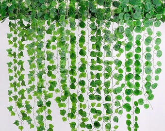 Ghirlanda Di Foglie Vite Verdi Fiori Artificiali Decorazione Artificiale