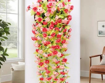 1PC Artificial Rose Vine – 86CM Non-Fading Hanging Plant for Wall & Door, Home Garden Party Decoration, Indoor Outdoor Garland