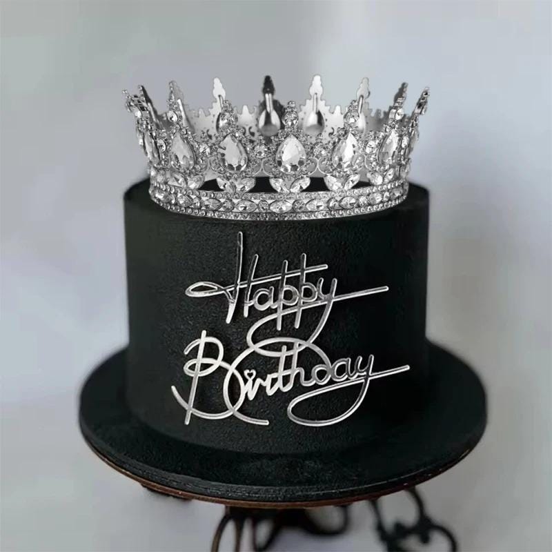 Queen Birthday Cake Topper Schwarz – Happy Birthday Cake Topper