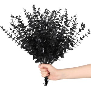 6/15/20PCS Black Eucalyptus Artificial Stems – Faux Flower Branches for Halloween, DIY Arrangements, Home & Party Decoration
