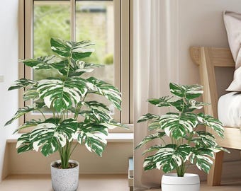 Palma artificiale da 29" in vaso, pianta tropicale finta, Monstera finta, arredamento per interni ed esterni, casa, giardino, ufficio, arredamento per la casa e per matrimoni