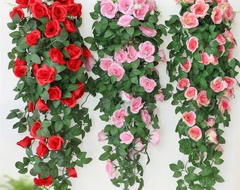 Artificial Rose Vine – 90CM Hanging Garland for Wall, Home, Outdoor Garden, Wedding & Party Decoration, Fake Plant Arrangement,Diy Flowers