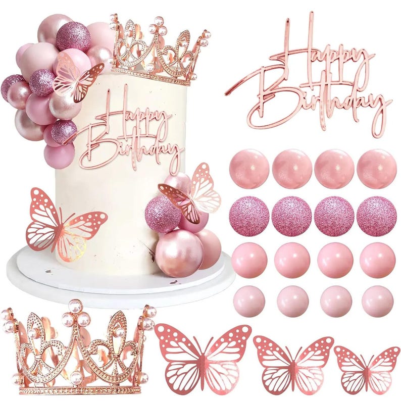 Balls Cake Topper Happy Birthday Crown Tiara Cake Toppers for Birthday ...