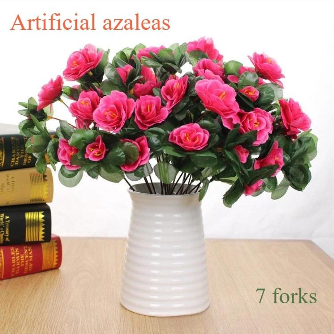 33CM Artificial Rhododendron Bouquet – 7-prong High-quality Fake Flower ...