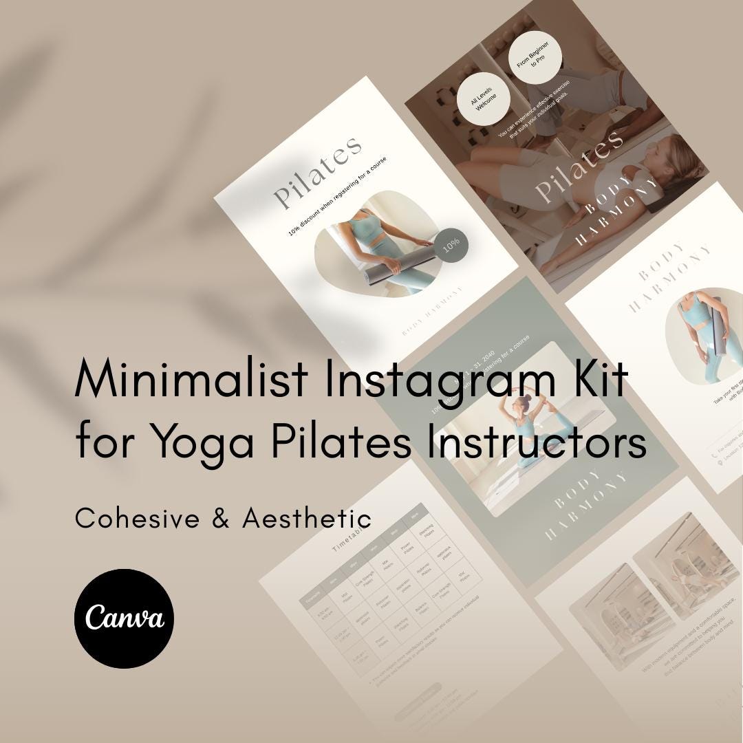 Yoga Instagram Post Templates Canva, Wellness Coach Social Media Kit ...
