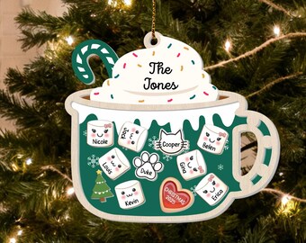 Custom Family Shaker Ornament, 4D Shake Family Ornament With Pets, Family Christmas Gift,Personalized  Family Name Christmas Ornaments