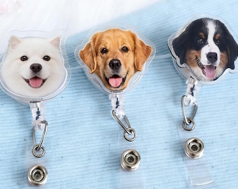 Personalized Dog Cat Badge Reel, Custom Badge Reel Funny, Retractable Badge Holder, ID Badge Buddy, Doctor Teacher Student Nurse Badge Reel