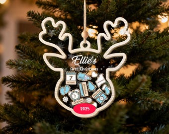 Personalized Baby 1st Christmas Ornament, Baby Deer Shaker Ornament 2025,Baby's First Reindeer Christmas Ornament,4D Shaker Baby Shower Gift