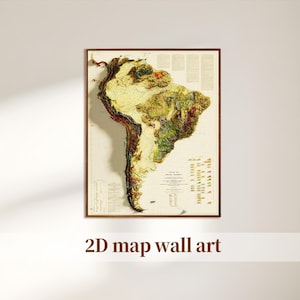 South America Geological Map | Vintage Topographic Wall Art | Framed Print | Gift for History & Geography Lovers | Free Shipping Included