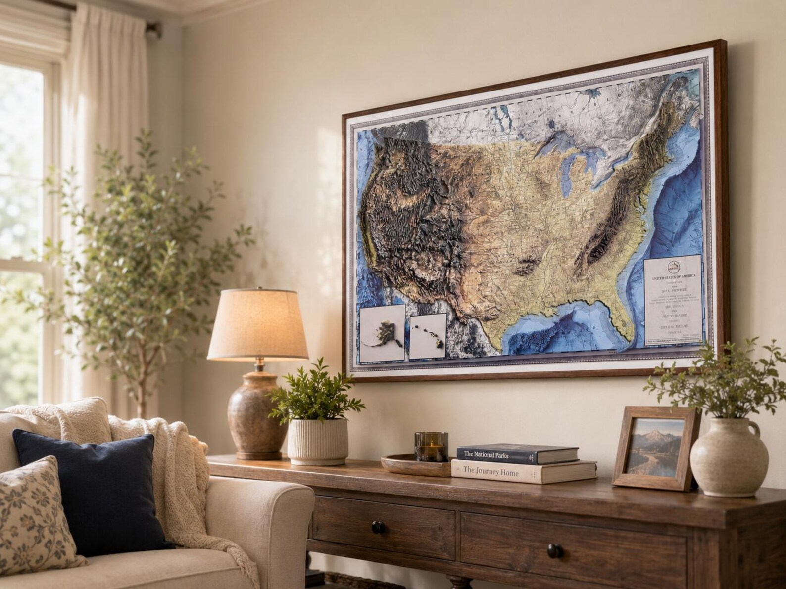 3D Raised Relief USA Map – Topographic Wall Art, Vintage Geography ...