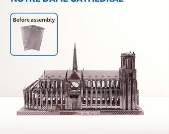 Katedra Notre-Dame, układanka metalowa 3D: zestaw do samodzielnego modelowania architektury