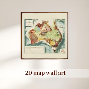 Vintage Australia Geological Map: 2D Topographic Print, Earth Science Decor