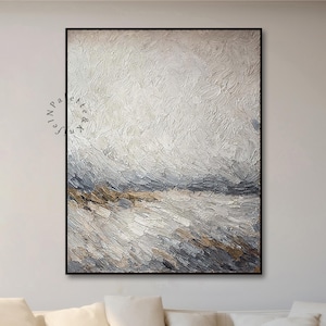 Neutral Hand-Painted Abstract Wall Art Original Textured Abstract Painting Beige Gray Abstract Wall Art Wabi Sabi Textured Wall Art