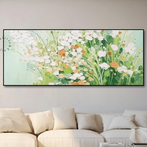 Abstract Floral Oil Painting on Canvas Original Flower Painting Large 3d Textured Wall Art Modern Flower Wall Art For Living Room Decor