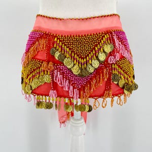 Ceinture de danse orientale avec pièces dorées, perles et franges – Ceinture de danse orientale