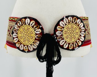 Kuchi Tribal Belt - 34 Inches - Tribal Fusion Bellydance Belt - ATS Dance Accessory - Festival Costume - Handcrafted Ethnic Waistband