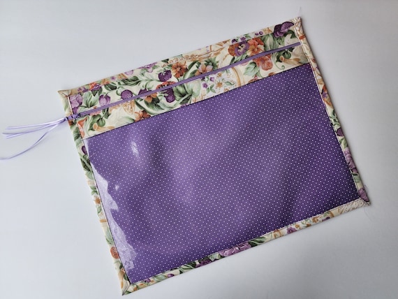 Bestseller! Project Bags for Cross Stitch, Vinyl front project bag for  Cross stitch, Sewing, Quilting, and Crafts. Lavender Tea Party