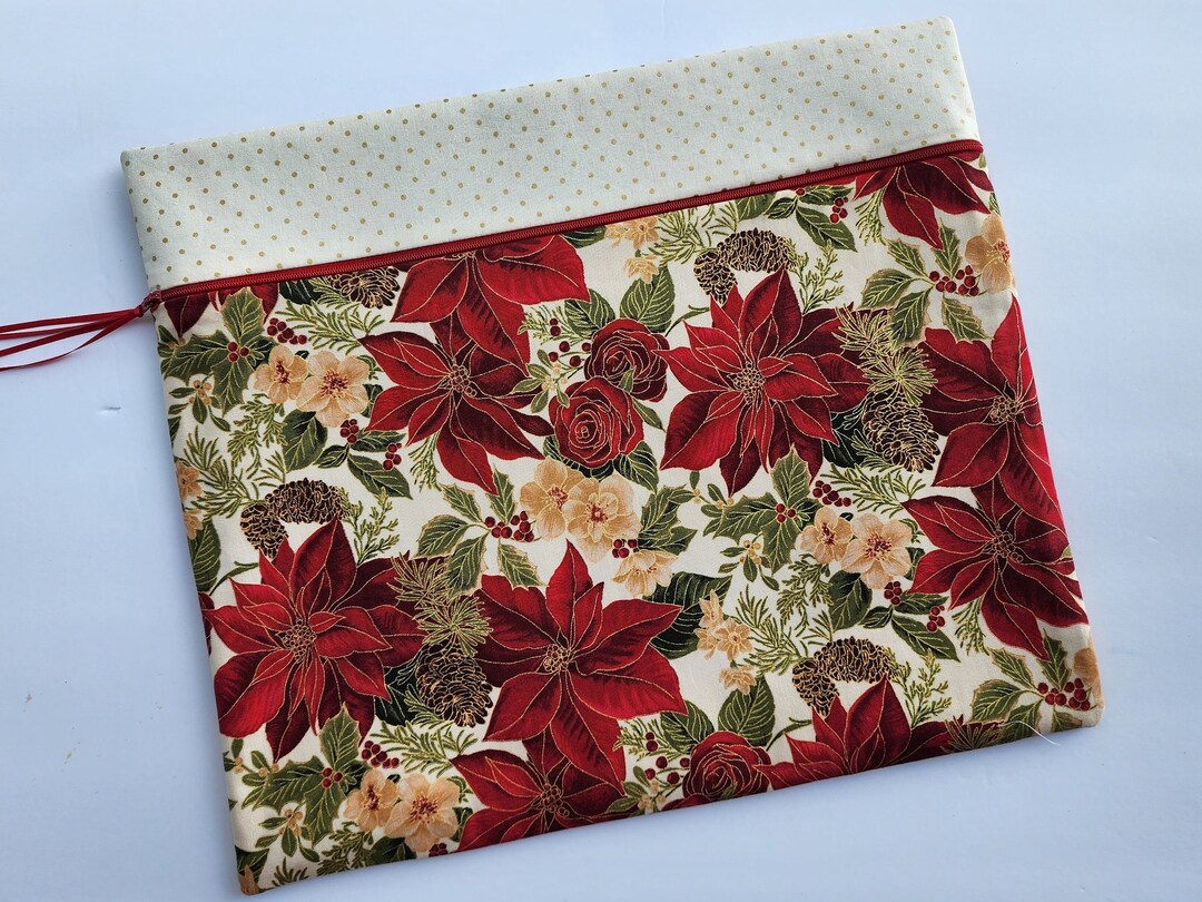 Project Bags for Cross Stitch, Sewing, Quilting, and Craftspoinsettias