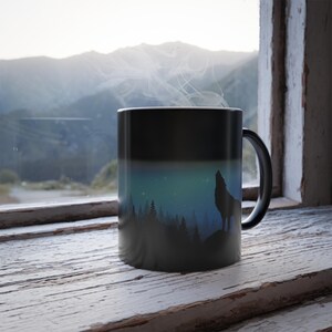 Color Morphing Tasse mit Nordlichter Kunst | Magische keramische Kaffeetasse, Geschenk für Naturliebhaber, Astronomie-Begeisterte,
