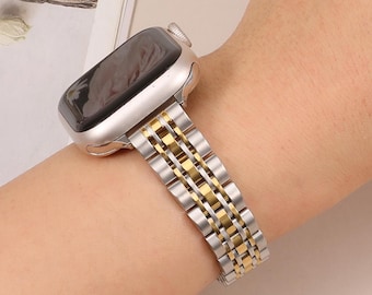 Correa delgada de acero inoxidable para Apple Watch para mujer, compatible con Apple Watch Ultra 3/2/1, iWatch Series 11–1, regalo personalizado para mujer.