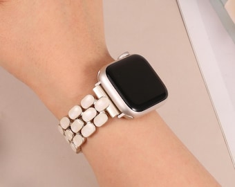 Enamel Apple Watch Band Women 49/46/45/44/42/41/40/38mm : Stainless Steel iWatch Strap for Series 11/10/9/8/7/SE/6