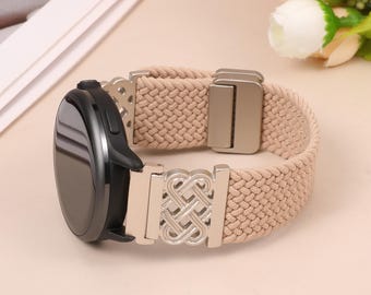 20 mm magnetische gevlochten nylon band compatibel met Garmin Vivoactive 6/5/3, Venu Sq 2, Forerunner, rekbare Celtic Knot-horlogeband