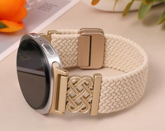 Celtycki pleciony magnetyczny pasek do zegarka Galaxy Watch 8 40 mm 44 mm, nordycki minimalistyczny pleciony pasek do Galaxy 7 6 5 4, regulowany, oddychający nylon
