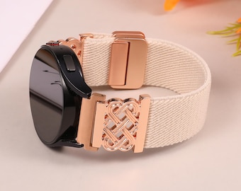 Magnetic Stretchy Galaxy Watch 7 6 5 4 FE 40mm 44mm/Watch 5 Pro/Watch 4 Classic/Watch 3 41mm, 20mm Celtic Knot Elastic Nylon Strap