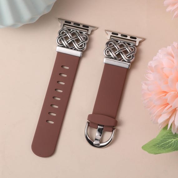 Celtic Knot Apple Watch Band for Women 38/40/41/42/44/45/46/49mm, Soft Silicone iWatch Strap for Series 11-1，Elegant Apple Watch Strap Gift