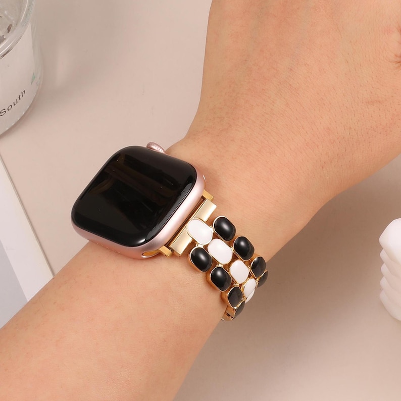 Enamel Apple Watch Band Women 49/46/45/44/42/41/40/38mm : Stainless Steel iWatch Strap for Series 11/10/9/8/7/SE/6 image 12