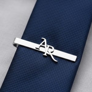 Alfiler de corbata con iniciales personalizadas, acero inoxidable, regalo personalizado para él